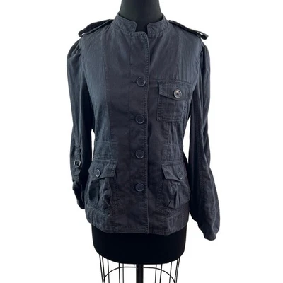 Marc by Marc Jacobs Chaqueta Utilitaria Negra Algodón Cuello Simulado Botón Frontal Talla 10 Foto 1 de 4