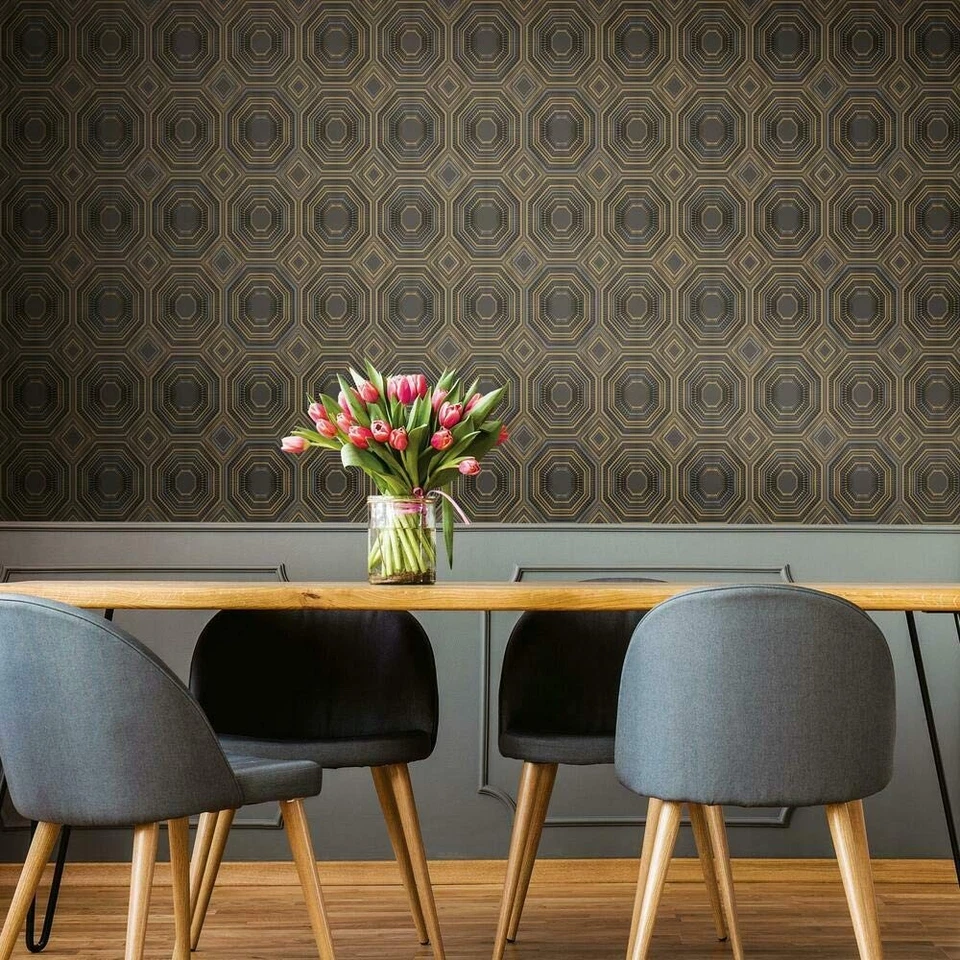 Papel pintado RMK11324WP rodillas abejas negro metálico pelar y pegar Foto 1 de 4