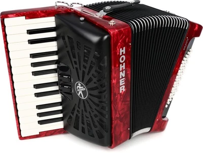 Acordeón tecla piano cromática Hohner Bravo II 48 - rojo perla Foto 1 de 4