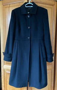 Saba Classic Wool Winter Coat - Ladies Size 10 Black, knee length, pockets - Picture 1 of 18