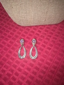 Türklopfer-Ohrringe Sterlingsilber und 14 Karat Amethyst - Bild 1 von 9