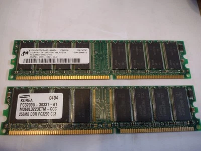 512MB (2x256MB), 184-pin, DDR-400MHz, PC3200U, 2.5V, CL3, unbuffered - Image 1 of 3