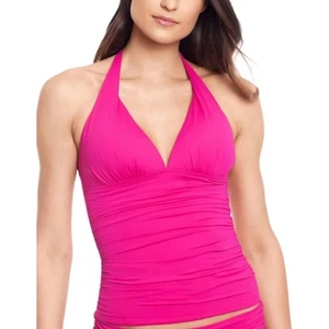 Lauren Ralph Lauren Orchid Pink Halter Ruched Tankini Top Women's 4 NWOT - Picture 1 of 7