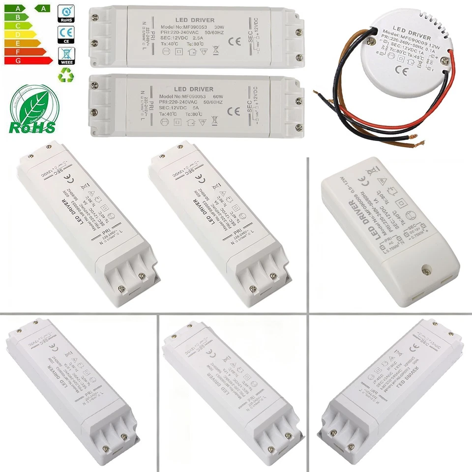LED Driver Trafo 12W 20W 30W 50W 60W Transformator Netzteil DC 12V Treiber Power - Bild 1 von 4