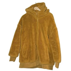 Gap Sherpa Plush Faux Fur Full Zip Hooded Jacket Size XL Brown Athleisure Teddy - Picture 1 of 14