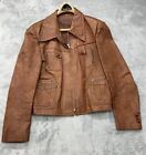 Vintage 1970s Mens Brown Patchwork Leather Jacket Urban Hipster Retro