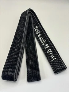 Cinturón Negro Vintage Lavado Bordado Cinturones Personalizados Karate Taekwondo Judo - Imagen 1 de 11
