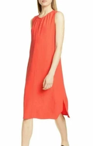 Vestido para mujer Eileen Fisher S rojo Lory crepé viscosa sin mangas ojo de cerradura ventilado - Imagen 1 de 10