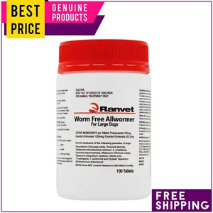 Ranvet Allwormer 100 Tablets for Large Dog 25 Kg - Picture 1 of 2