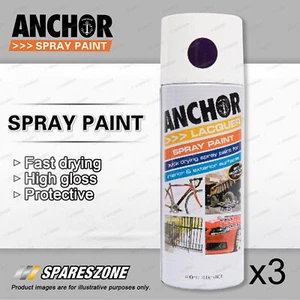 3 x Anchor Light Purple Lacquer Spray Paint 300 Gram Versatile Aerosol Coating - Picture 1 of 2