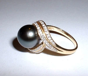 wertvoller Brillant Ring mit großer Tahitiperle - Gold 585 - Brillanten 0,45 ct - Bild 1 von 6