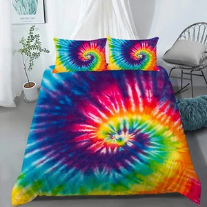 Tie Dye Bedding Sets King Size, Superior Colorful Rainbow Duvet Cover Set for Te - Picture 1 of 8