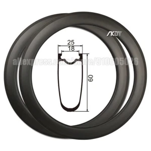 700c Road Bike Rims 16-36 Holes Carbon Fiber Tubeless Bicycle Wheels 60X25mm - Picture 1 of 13