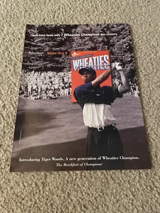 Vintage 1998 TIGER WOODS WHEATIES CEREAL BOX Poster Print Ad 1990s - Picture 1 of 1