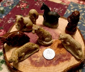 Vintage Lot of 7 Wade Whimsies Red Rose Tea Wild Animal Porcelain Figurines - Picture 1 of 9