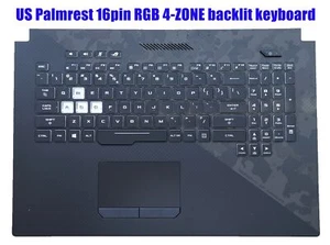 Teclado retroiluminado US Palmrest 16pin RGB 4 ZONAS para Asus GL704GV 90NR01Y1-R30UI0 - Imagen 1 de 2