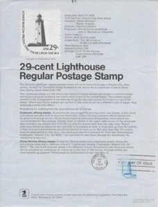 #1605 29c Lighthouse Stamp Poster-Unofficial Souv Page with Machine Cancel - Picture 1 of 1