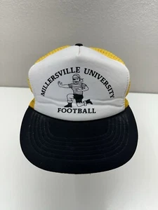 Vintage Millersville University Football Yellow Snapback Trucker Hat Size M/L - Picture 1 of 8
