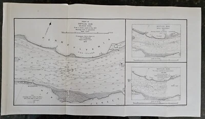 Antiguo mapa gráfico de 1880 de Mifflin Bar Delaware River Survey mayo de 1879 16x9 Foto 1 de 4