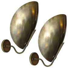 Mid-Century Italian Wall Sconce Modern In Antique Brass with Curved Disk Shades