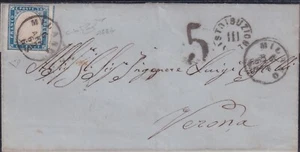 Cerdeña 1862 Efigie De Vitt. Em. II 20C. Índigo Claro (N° 15Eb) 262/s204 - Imagen 1 de 2
