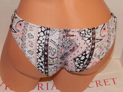 Victoria's Secret The Strappy Cheeky Bikini Parte inferior geométrica ~ lámina plateada XS Foto 1 de 3