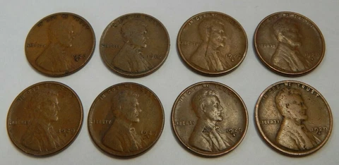 8 Mint Errors - Planchet Defects & Repunched Mint Marks - 1910 & 1929-S+D Wheats Cover