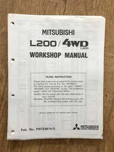 Manual de taller Mitsubishi L200 Mk2 1986-1996 suplementos 4G32 4G63 4D56 Strada - Imagen 1 de 14