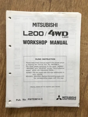 Manual de taller Mitsubishi L200 Mk2 1986-1996 suplementos 4G32 4G63 4D56 Strada - Imagen 1 de 4