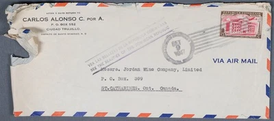 MayfairStamps República Dominicana 1947 Trujillo a ST. Catharines Ontario Air Mai Foto 1 de 2