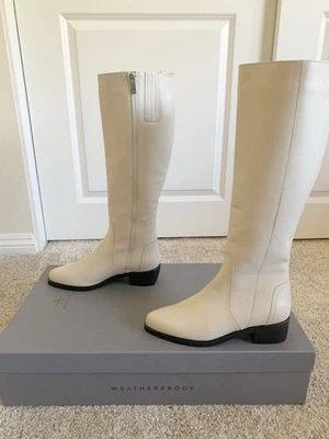 Botas de cuero de becerro Aquatalia Gracelynn talla 7,5 M blanco roto nuevas con caja Foto 1 de 4