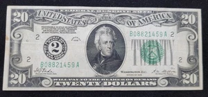 1928 $20 FRN Gold Demand Note Very Fine VF B-A Block Green Seal Banknote - Picture 1 of 2
