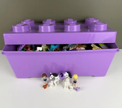 Lego Friends Lote Mixto a Granel en Contenedor Púrpura con Figuras y Animales Foto 1 de 4