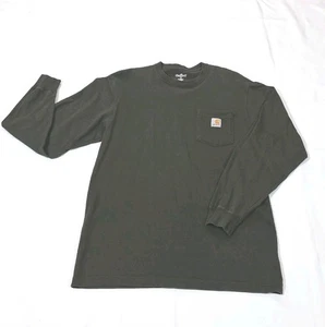Carhartt K126 T-Shirt Uomo Pesante Manica Lunga Tasca Verde Medium  - Foto 1 di 6