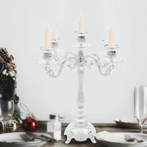 Vintage Tall Candelabra 5 Arms Candle Dinning Table Metal Candle Holder - Picture 1 of 12
