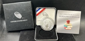 2021 Christa McAuliffe Teaching Commemorative Silver Dollar $1 UNC OGP + COA A15 - Picture 1 of 5