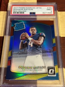 2017 Donruss Optic DeShaun Watson Red & Yellow Prizm Rookie RC #195 PSA 9 Texans