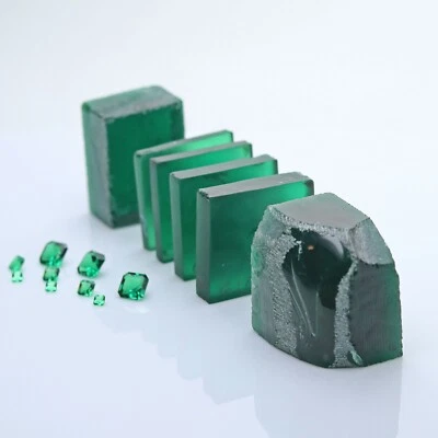 Rough Emerald Light Green NANO Heat Resistant lab Emerald artificial gemstone GL - Image 1 of 4