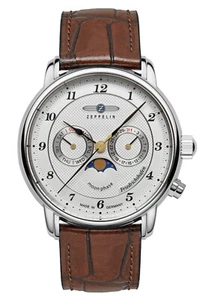 Zeppelin Men's Wristwatch Friedrichshafen Moon Phase Braun 8536-1 - Picture 1 of 2