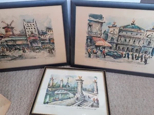 3 X Vintage Retro Framed Marius Girard Prints - Paris - Picture 1 of 9