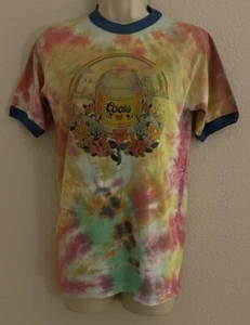 Augusta Sportswear Coors Beer Tie Dye Ringer T Shirt Graphic Floral S - Picture 1 of 7