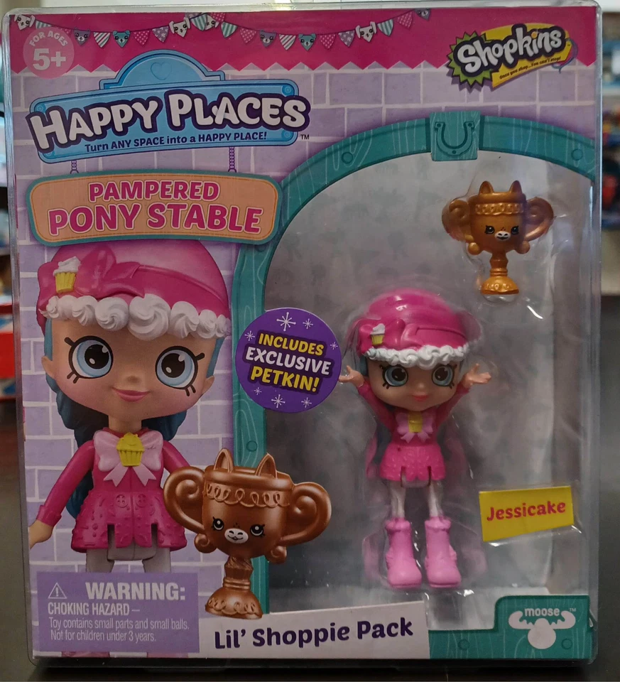 Shopkins Happy Places Lil Shoppie Pack Jessicake Pônei Mimado Estábulo Brinquedo Novo em folha - Imagem 1 de 1