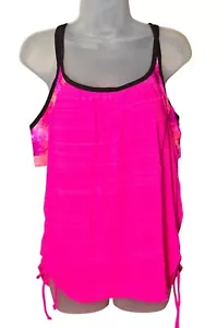 Zeroxposure Pink Racerback Tankini UPF 30 Swim Top 1X Adjustable Side Ties - Picture 1 of 10