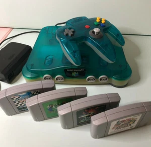 Clear BLUE X 4 GAMES - Nintendo 64 N64 Console - Japan JPN IN STOCK - Picture 1 of 9