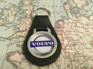 VOLVO Quality Black Real Leather Keyring 1 - Picture 1 of 3