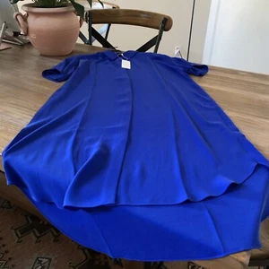 NWT Eileen Fisher Royal Silk Georgette Crepe Classic Collar Dress Sz PM MSRP$398 - Picture 1 of 7
