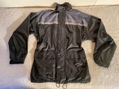 Chaqueta de Lluvia Viking Capucha Oculta Med Para Hombre Impermeable Concha Negra Cremallera Completa Foto 1 de 4