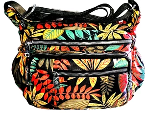 BOLSO BANDOLERA YUESITEBAGS TROPICAL FLORAL NYLON RESISTENTE AL AGUA LG CAPACIDAD NUEVO SIN ETIQUETAS - Imagen 1 de 9