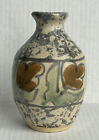 Studio Art Pottery Stoneware Vase Signed Speckled Glaze 5.5” Blue Sage Floral