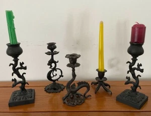 Vintage Cast Iron Gothic Candle Holders - Picture 1 of 9